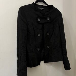 Lafayette 148 New York Black Blazer - size 8 - linen blend - button detail